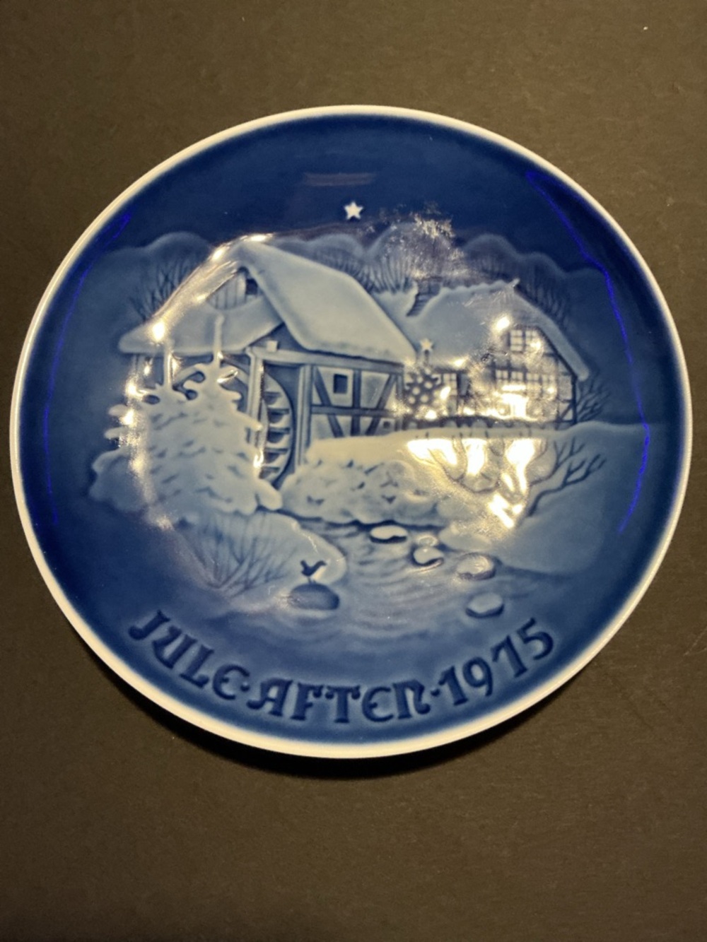 Blue Porcelain Decorative Plate - Juleaften 1975
